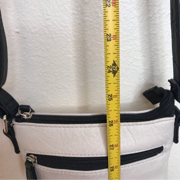 Stone Mountain Leather Black Off White Crossbody Handbag Purse Made in USA - Picture 6 of 12